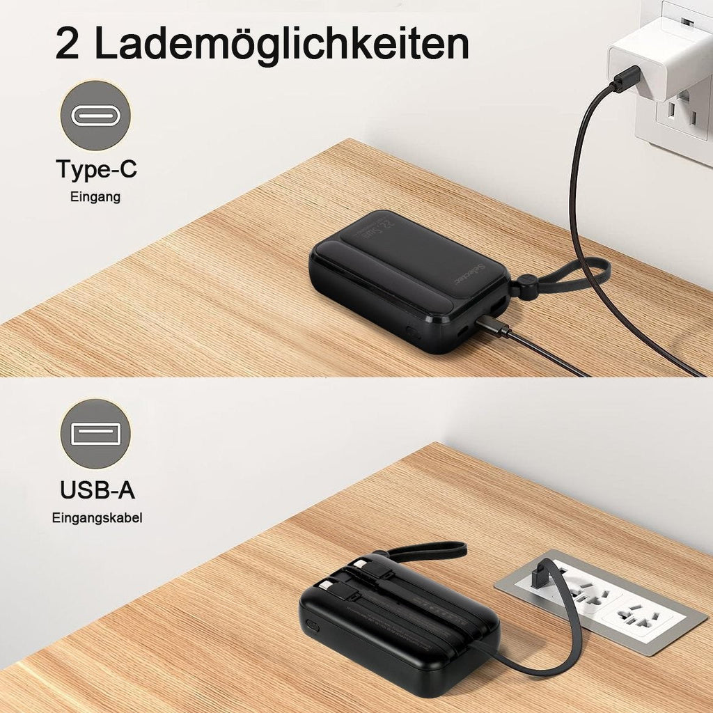 10000mAh Portable Power Bank with 22.5W Fast Charging & 3 Built-in Cables